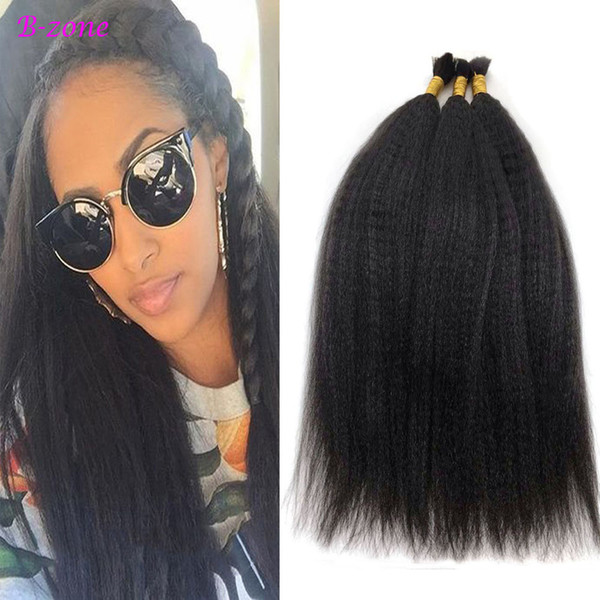 Malaysian Kinky Straight Human Hair Bulk For Braiding Natural Black Dark Brown 100 Human Hair Braids Bulk 10-28inch