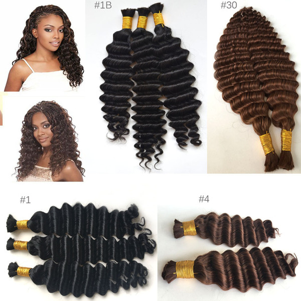 100g/Bundle Deep Wave Curly Human Braiding Hair Bulk Brazilian Virgin Human Hair Extensions Micro Braids Color Natural Black #1 #2 #4 #30