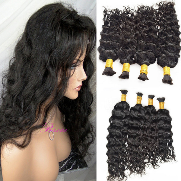 Stock Human Hair Braids Bulk natural Wave No Weft Wet And Wavy Braiding Bulk Hair Water Wave Brazilian Peruvian Malaysian Hair 3 or 4pcs