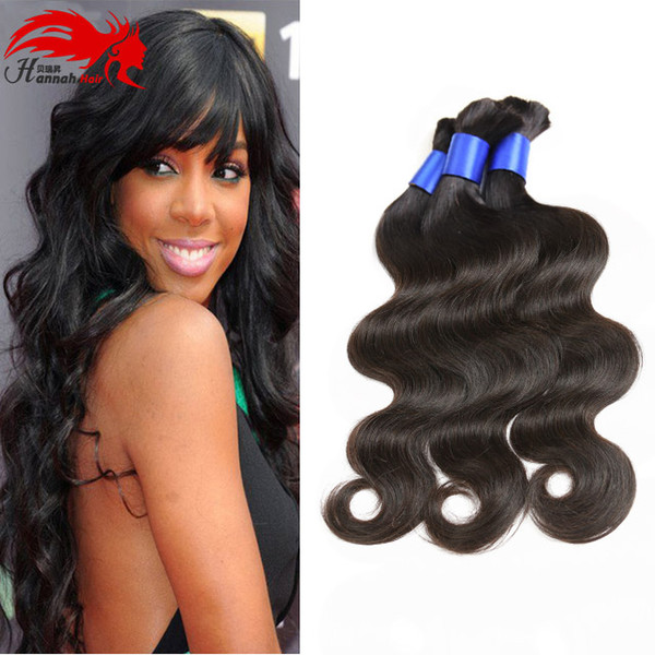 Hannah product Unproceseed Bulk Hair For Braiding 3pcs Body Wave Human No Weft Brazilian Hair Micro mini Braiding Bulk Hair