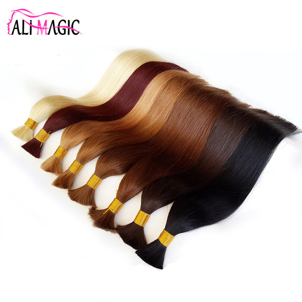 AliMagic 100g/Lot Human Braiding Hair Bulk Remy Long Straight Black Human Braiding Hair 100% Natural Raw Hair Free Shipping 18