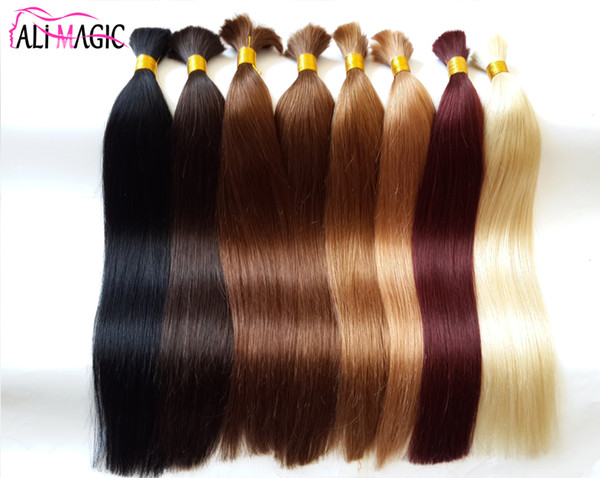 AliMagic Bulk Braiding Hair 100% Virgin Human Hair Bundles Bulk Straight Hair 10A High Quality 2018 Sell Well Can Be Dyed Free Shipping