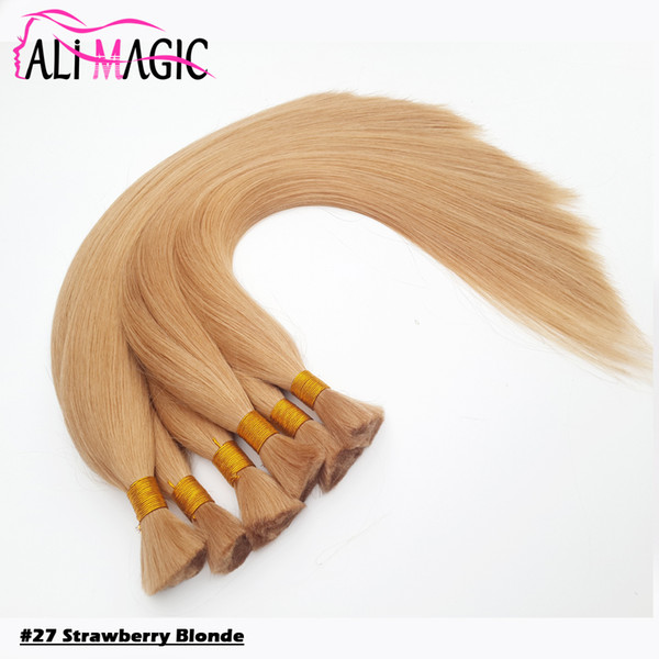 Strawberry Blonde Human Bulk Hair For Braiding 18