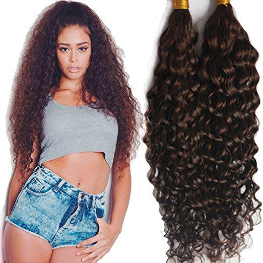 ELIBESS-Virgin Human Hair Bulk Dark Brown #2 Deep Curly Bulk Hair Weaving For Braiding Unprocessed No Weft Human Hair 100g one piece