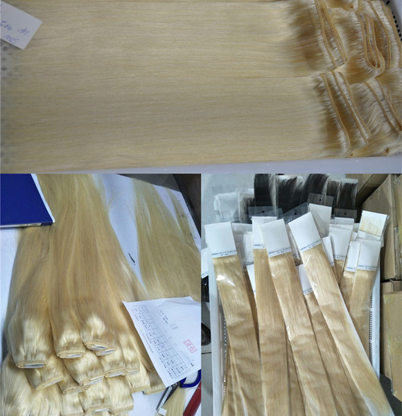 Top Quality Peruvian blonde Human Hair Extensions Double Weft Cheap Price 613 Blonde Straight wave hair bundle