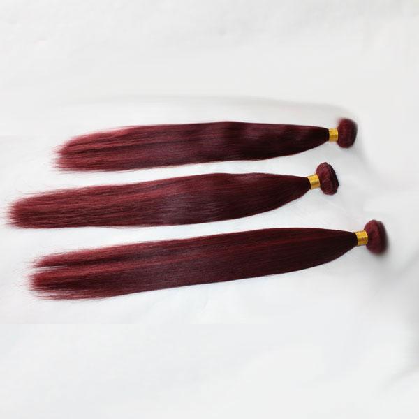 CE certificated Dark Red Virgin Hair Silk Straight human Hair Bundle Color 99J Burgundy Human hair weft