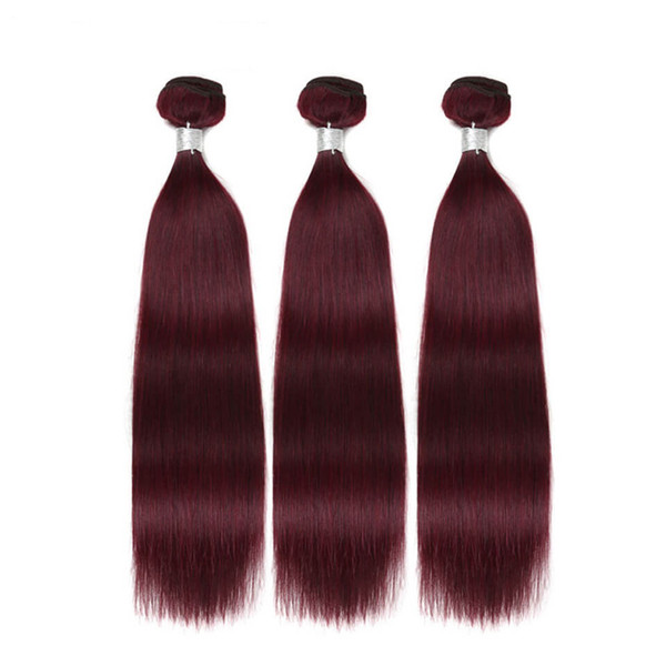 ELIBESS HAIR- 99J Hair Bundles Brazilian Hair Weave Bundles Straight Wave 100g/pcs 3 Bundles 99J Human Hair Extension