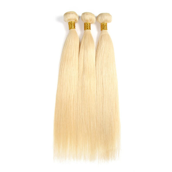 ELIBESS HAR-Brazilian Human Hair Blonde Color Straight Wave Tow Pieces 80g/pcs Non-Remy Human Hair 2 Bundles