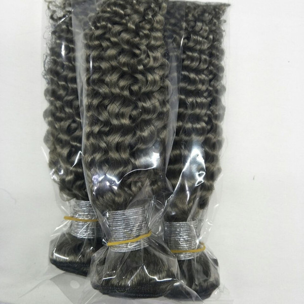 brazilian virgin hair Silver Gray Color# Kinky Curly human hair weaves 3pcs per lot free DHL