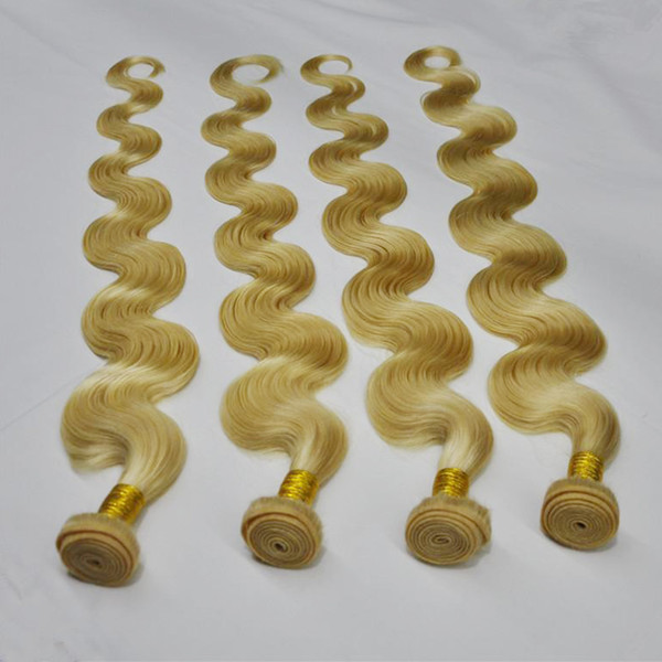 Bleach Blonde Color 613# Brazilian Body Wave Human Hair Bundles Weaves Virgin Remy Hair Weft Extensions 3pcs 10-26inch option, free DHL