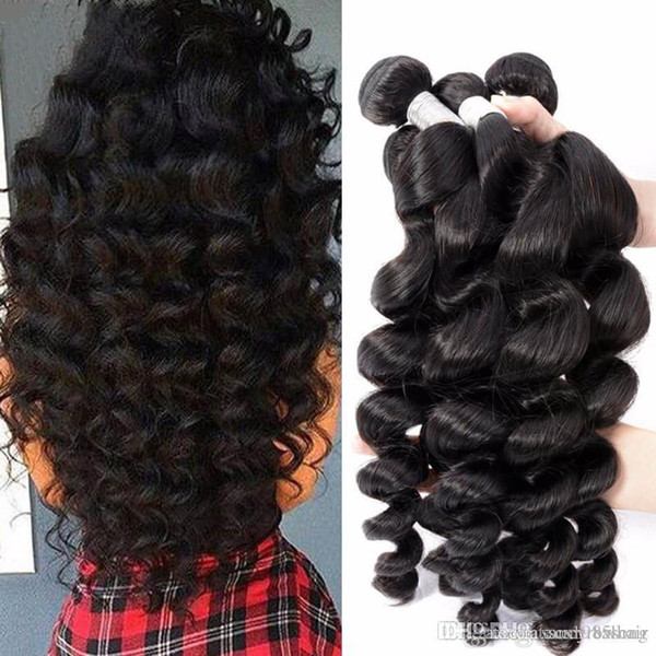 3 Bundles Natural Color loose wave Brazilian virgin Hair Weave 100g/piece 3-4pcs/lot Brazilian Loose Wave Virgin Hair Extensions