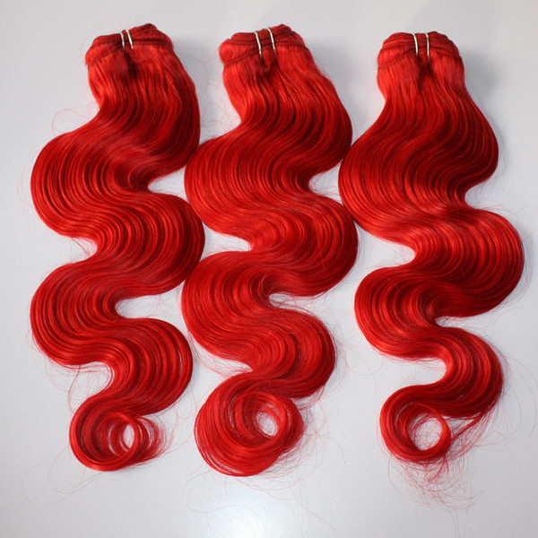 Color Red hair Body Wave Brazilian Virgin Human Hair Bundles Weave Extension 3 Pcs Red Hair