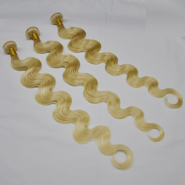 Elibess Brand Color 613 Hair Bundles Human Hair Weave Bleached Blonde Body Wave Brazilian Virgin Hair Weft 3pcs Lot can be dyed,