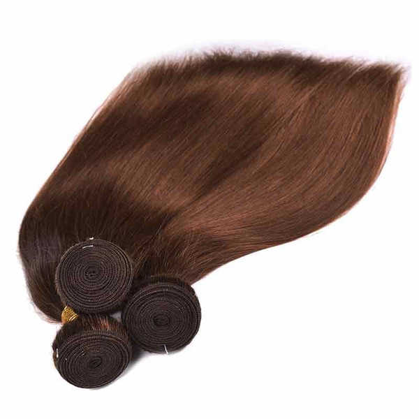 Brazilian unprocessed Virgin Hair Straight Wave 100g/pc Unprocessed Brazilian Human Hair Weaves Bundles Brown Color 4# 3pcs one Lot