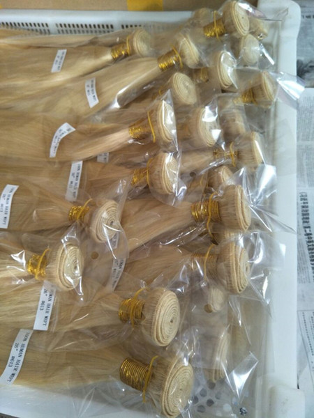 Blonde Color 613# Brazilian Russion Hair Silk Straight wave hair weft, 100g one pc &3pcs or 4pcs one Lot, free DHL