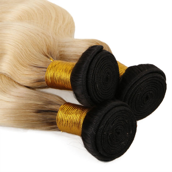 CE certificated 100g/piece 3pcs T 1b 613 Blonde hair Ombre Color Body wave Hair weave Brazilian Remy Hair 100gr piece