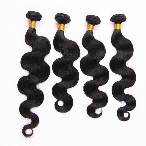 Elibess Brand Top Quality Brazilian virgin Human hair bundles Body wave weave Natural Black Color, 100gr one piece & 4pcs Pack, Free DHL