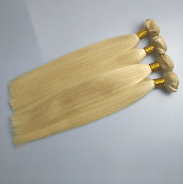 Large Discount Blonde Color hair weft 100% Human hair with straight wave, 100g bundle & 300g Lot, free DHL