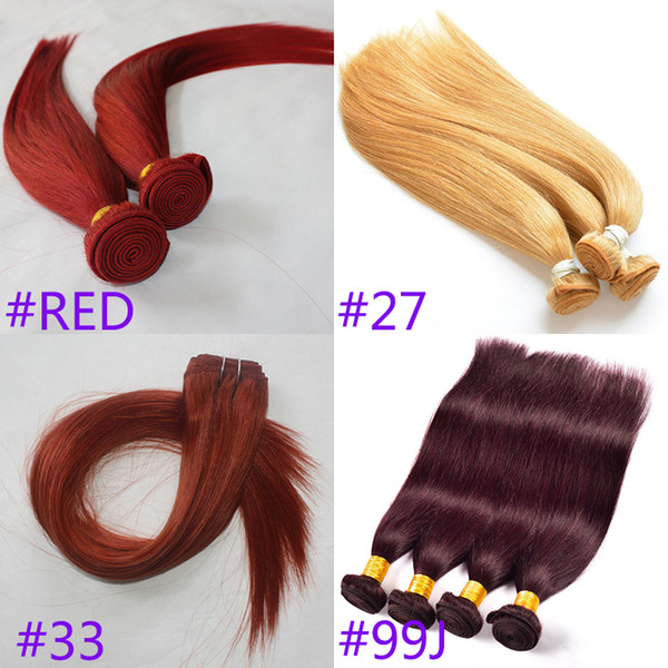 Unprocessed color 27 RED 33 99j human Hair weft 99J Malaysian Human Hair 50g 5pcs Lot Red Hair