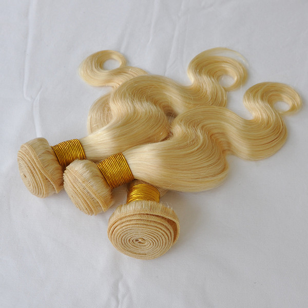 CE certificated Silk straight Body Wave Human Hair Weave 3 Bundles 613 Blonde Color Virgin Hair Weft, 