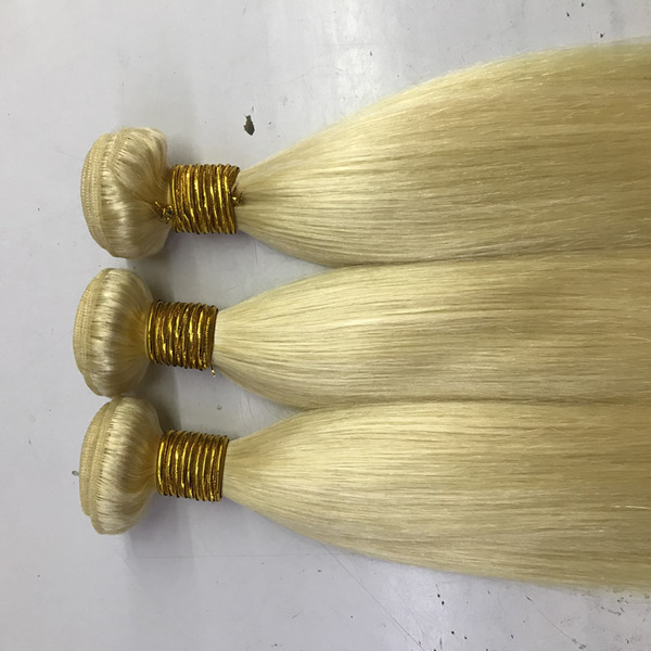 Blonde Color 613 Brazilian Hair Weaves Straight Hair Bundles, 100g piece & 3pcs one Lot, 