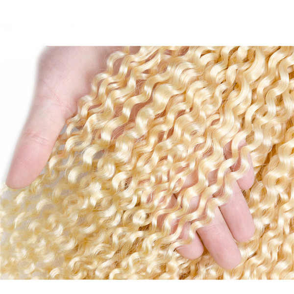 DHL Fedex Free 100g/piece 3pcs/lot brazilian malaysian kinky curly blonde hair color 613 kinky curly blonde hair