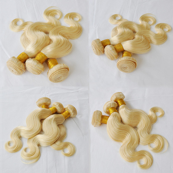 Top Grade Russian Blonde Hair 3 Pcs Lot 100% Unprocessed Hair Body Wave Wavy Weft Hair, free DHL