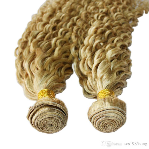 DHL Fedex Free 100g/piece 2pcs/lot brazilian malaysian kinky curly blonde color 613 kinky curly blonde hair