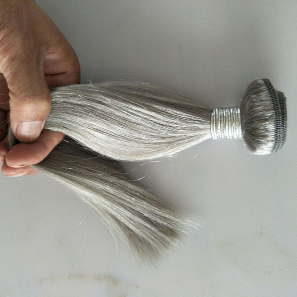 Top selling pure color #grey silky straight brazilian human hair weave bundles 50gr pc & 6pcs lot cheap silver gray, Free DHL