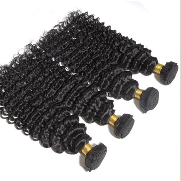 8A Brazilian Deep Wave Human Hair Bundles Double Weft Peruvian Malaysian Indian Mongolian Virgin Hair Deep Curly Hair Extensions