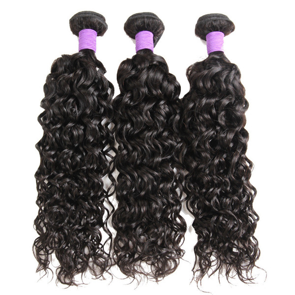 Elibess Peruvian Hair 3 Bundles Indian Brazilian Malaysian Water Wave 100% Human Hair Weaves Extensions Virgin Hair Weft, 50g 100g