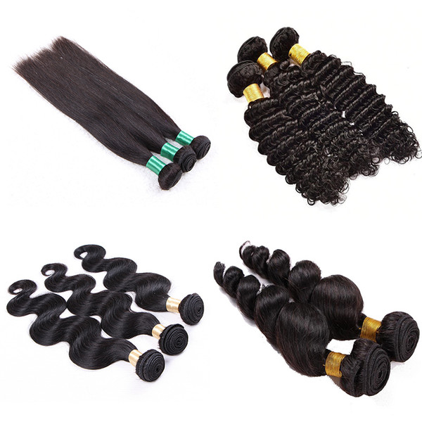 CE 10A virgin Hair Weave deep wave Body Wave Straight 3 Bundles Brazilian Peruvian Malaysian loose wave Virgin Hair bundles DHL Fedex Fre