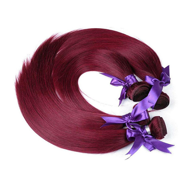 Burgundy Wine Red Color 99J Brazilian Virgin Hair Weave Bundles Peruvian Malaysian Indian Silky Straight Remy Human Hair Extensions