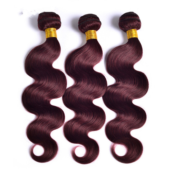 ELIBESS HAIR-Factory Supply Burgundy Brazilian Hair Weave Bundles Body wave Human Hair Bundles 60g/piece 99J Red Color Hair Extensions