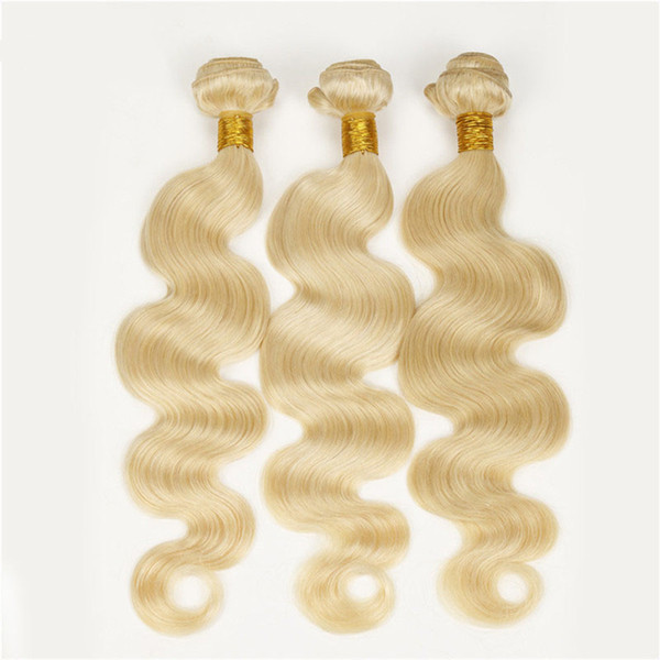 ELIBESS Body Wave 613 Color Human Hair Weaves 50g/piece 3 pieces /lot Blonde Human Hair Weft 3 bundles