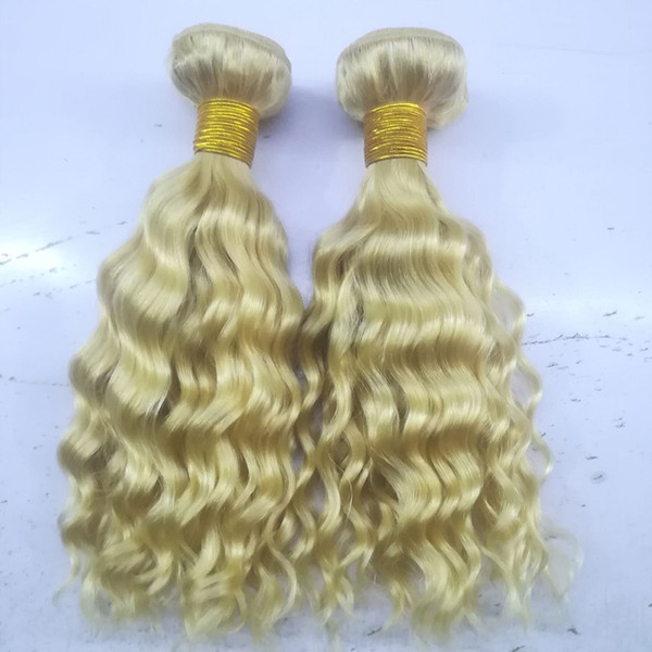 613 Blonde Hair Bundles Deep Wave 3 Bundles 100g/bundle Brazilian Human Hair Blonde Human Hair Weave