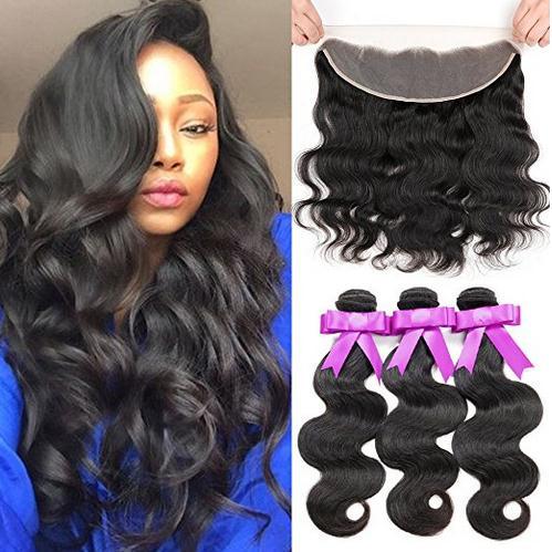 Hair factory direct supply 100g/pcs Indian human hair 3 bundles with one lace frontal virgin human hair body weave