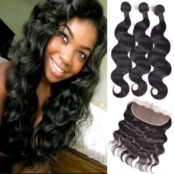 Peruvian Virgin Hair With Closure 13x4 Ear To Ear Lace Frontal Closure With 4 Bundles Body Wave With Closure Human Hair Weave