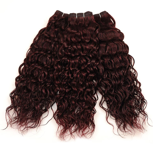 99J Red Bundles Peruvian Water Wave 3 Bundles Burgundy Hair 100% Human Hair Weave Extensions Non Remy Hair Thick Weft