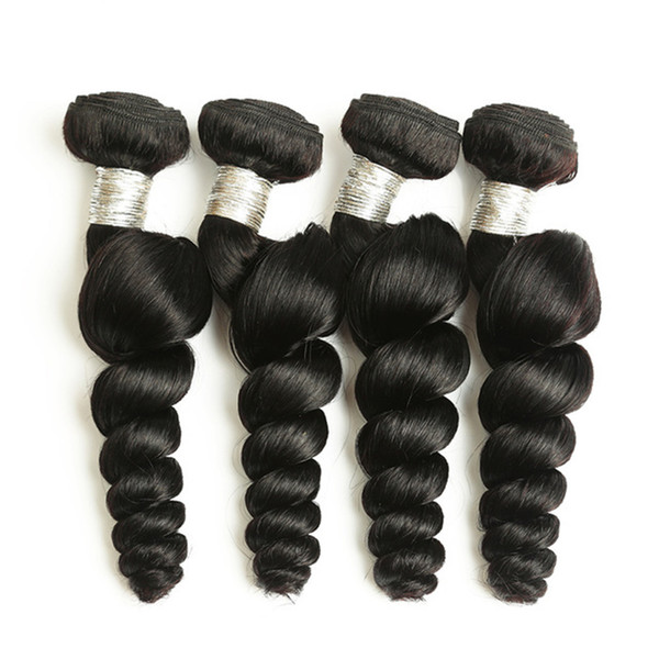 ELIBESS HAIR- Brazilian Loose Wave bundles 50g/pcs 4pcs remy Hair Double weft Natural Black Color Can be Dye