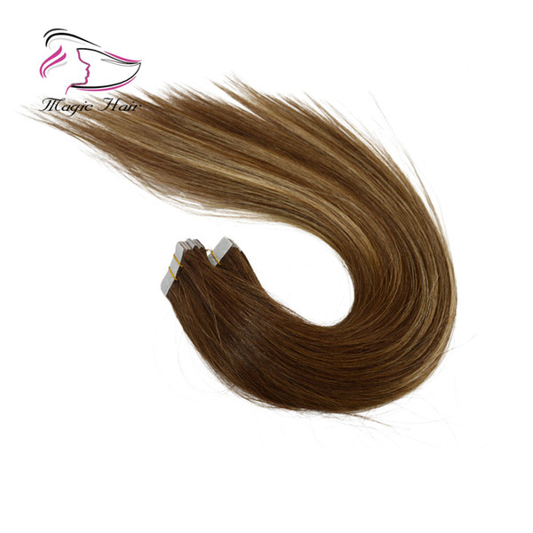 Balayage Ombre 4/27# Silky straight brazilian tape balayage human hair extension 40pieces 2.5g/pc 100g for one bundle