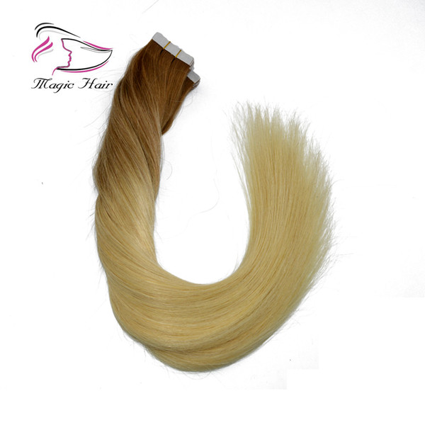 Balayage Ombre 8/613# Silky straight brazilian tape balayage human hair extension 40pieces 2.5g/pc 100g for one bundle