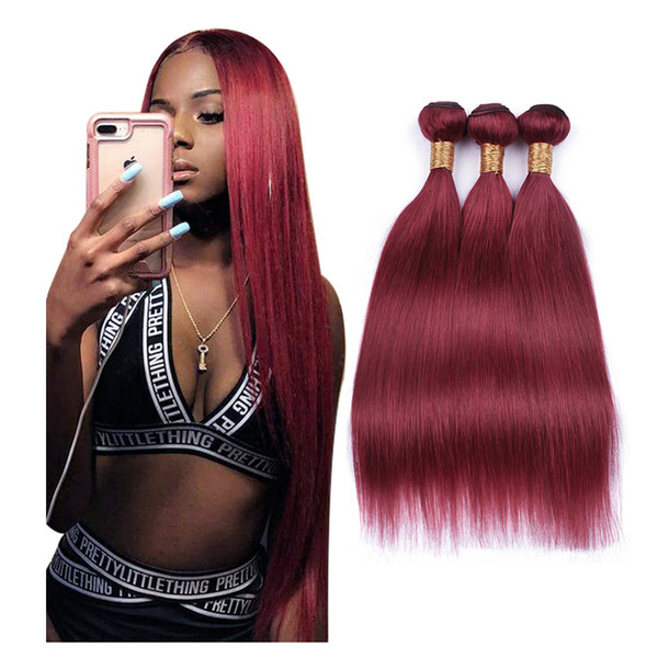 High quality 8A Brazilian Straight Human hair weaves Burg Color Hair Extensions 8-40inch 100g/piece 100% Human hair