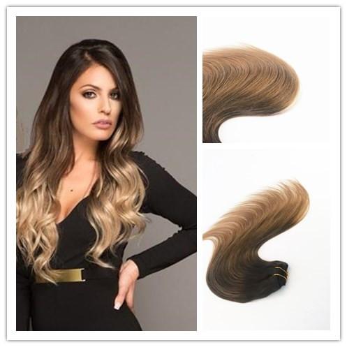 Human Hair Clip in Hair Extension 100G Per Bundle Balayage Color #2#8 High Quality Best Selling Fashion Color Virgin Remy Hair Straight