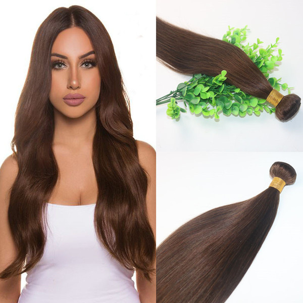 8A Dark Brown #4 Brazilian Hair Bundles 10-30 Double Drown Human Hair Wefts Straight Hair Weaves Free Fast 