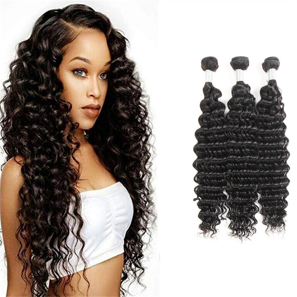 9A Mink Brazillian Deep Wave Unprocessed Brazilian peruvian Indian Human Hair Brazilian Deep Wave Hair Weave Bundles