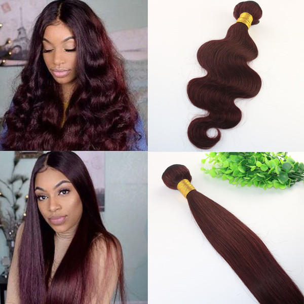 Burgundy Red 99J Human Hair Wefts Weave Body Wave Brazilian Remy Hair Weaves Straight Hair Bundles