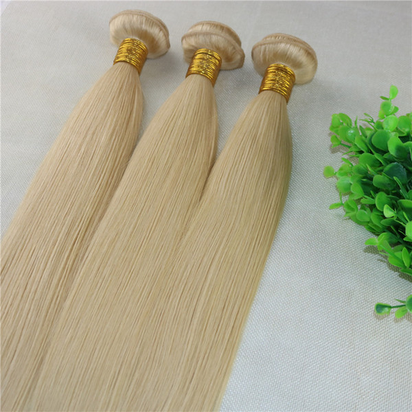 Brazilian Virgin Hair #613 Blonde Straight Human Hair Weaves Double Drown Hair Weft 8inch-30inch 100gram 1Piece Wholesale