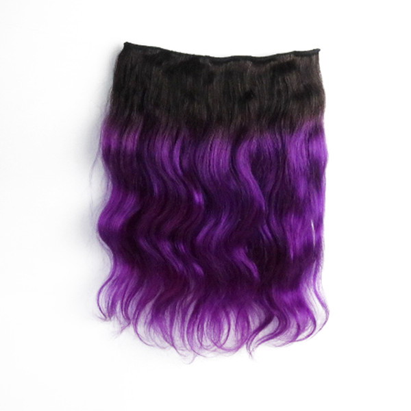 1B/violet Body Wave Hot Selling Wholesale One Piece Clip In Human Hair Extensions 5Clips With Lace Remy Human Hair