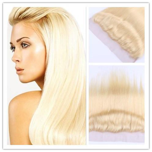 Virgin Remy 100% Human Hair 613 Blonde Straight Hair Brazilian Lace Frontal Closure 13x4 Ear To Ear Bleached Knot